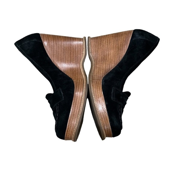 KORS Michael Kors Black Suede Platform Mary Jane Wedge Heels Size 8 Women's - Picture 5 of 8